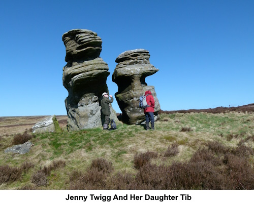 The rocks Jenny Twigg and her daughter Tib. The walkers show the scale.