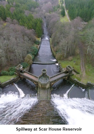 Spillway at Scar House reservoir