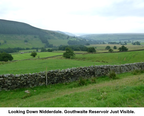 Looking down Nidderdale with Gouthwaite Reservoir just visible.