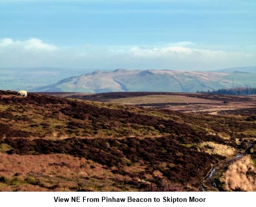 View NE from Pinhaw Beacon to Skipton Moor