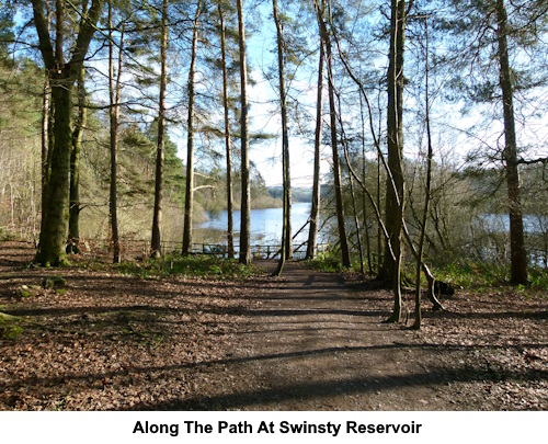 Looking along the path at Swinsty Reservoir.