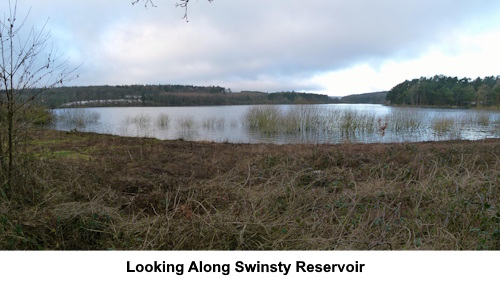 A view along the length of Swinsty Reservoir.