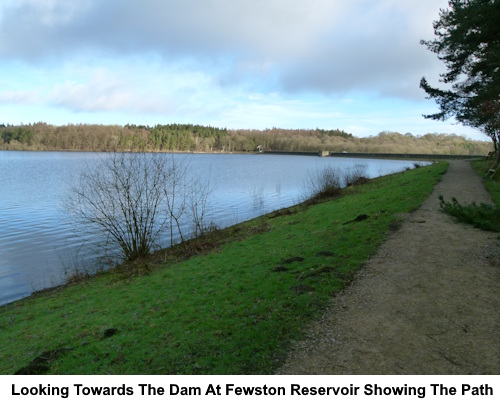 A view looking towards the dam at Swinsty Reservoir.