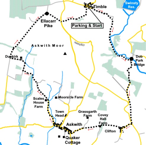 Timble to Askwith sketch map.