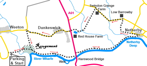 Weeton to Netherby walk Sketch map