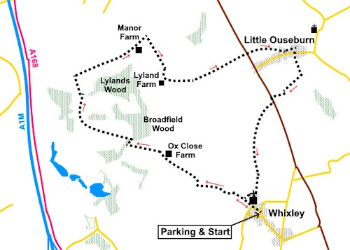 Whixley to Little Ouseburn Sketch map