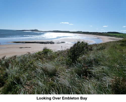 Looking over Embleton Bay to Dunstanburgh Castle.