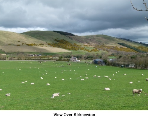 View over Kirknewton to the hill Mon