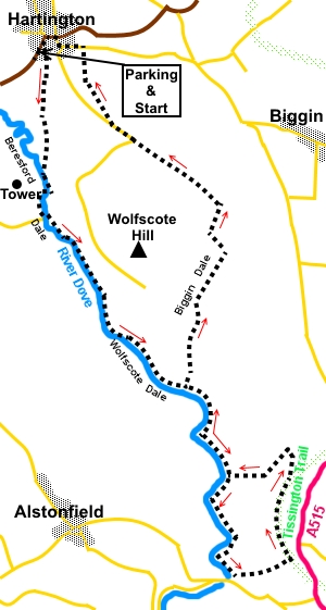 Walk from Hartington sketch map