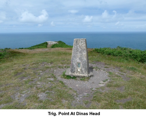 Trig. point at Dinas Head.