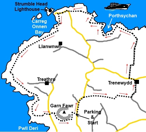 Pembrokeshire walk Strumble Head - sketch map