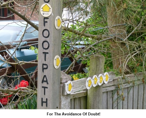 Footpath markers on Wenlock Edge walk