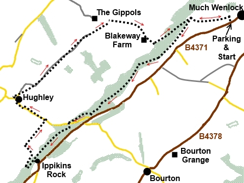 Wenlock Edge walk - sketch map