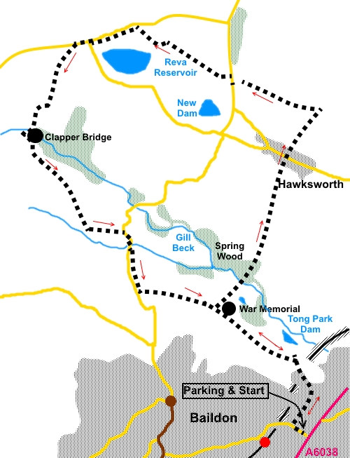 Circular walk from Baildon sketch map