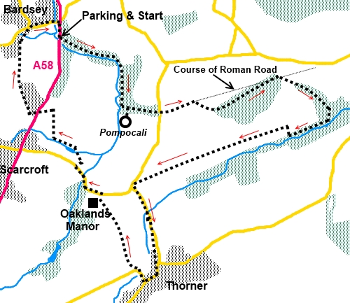 Bardsey to Thorner Via Pompocali - sketch map