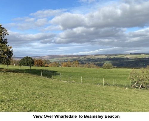 View over Wharfedale to Beamsley Beacon.