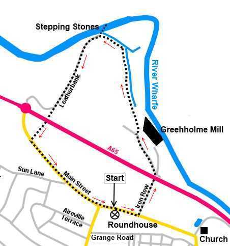 Burley-in-Wharfedale map, Goit and Weir sketch map