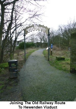 Joining the old railway line to Hewenden Viaduct.