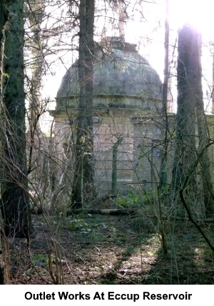 The outlet works at Eccup Reservoir.