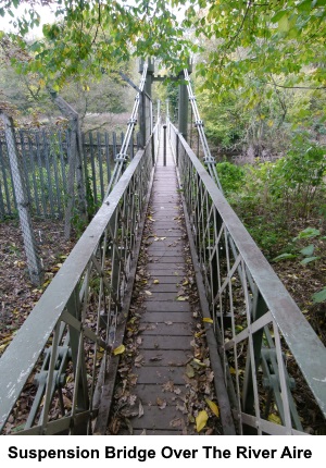 Suspension bridge over the River Aire.