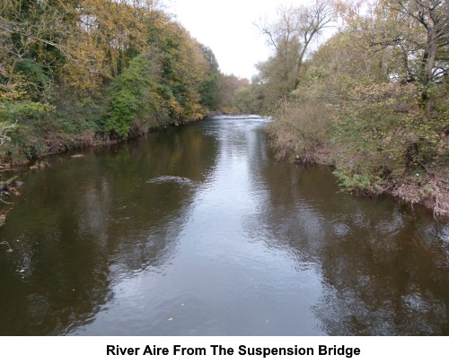 Looking along the River Aire from the suspension bridge.