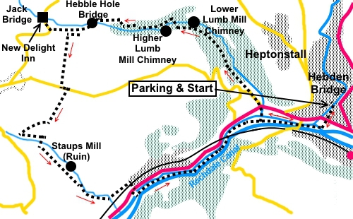 Hebden Bridge to Jack Bridge sketch map