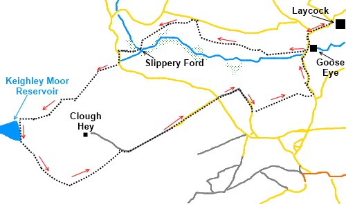 West Yorkshire walk Laycock Gooseye and Keighley Moor - sketch map