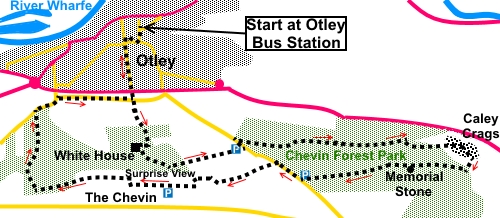 Lower Wharfedale walk to Otley Chevin (Surprise View)