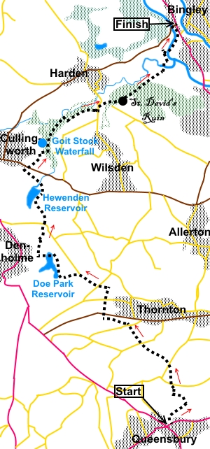 Queensbury to Bingley walk sketch map