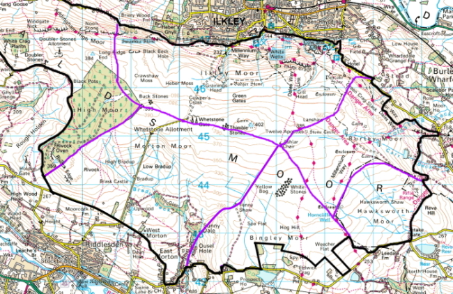 Rombalds Moor showing its constituent parts.