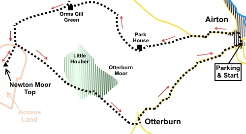 Airton to Newton Moor Top sketch map