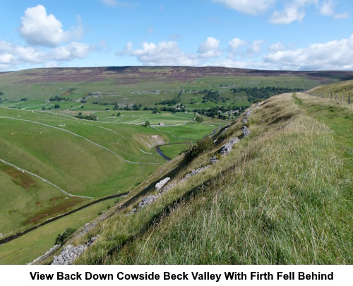 View back down Cowside Beck with Firth Fell behind.