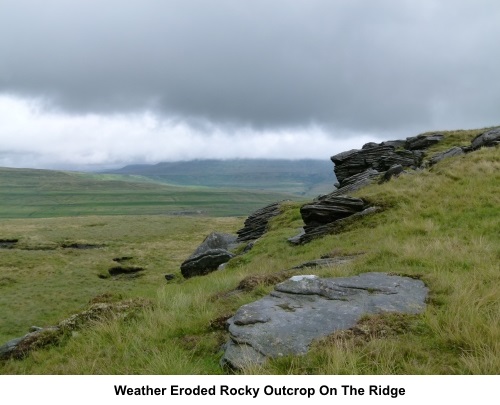 Weather eroded rocks on the ridge