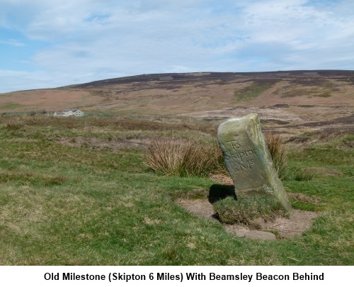 Old milestone with Beamsley Beacon behind