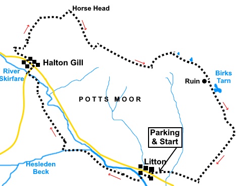 Birks Fell walk sketch map.