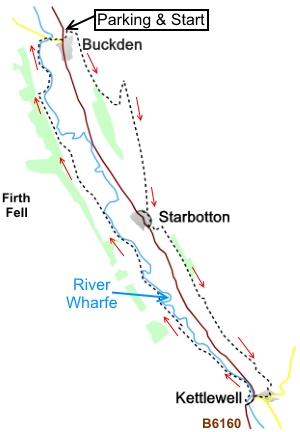 Buckden to Kettlewell walk sketch map