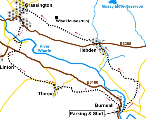 Burnsall to Grassington circular walk sketch map