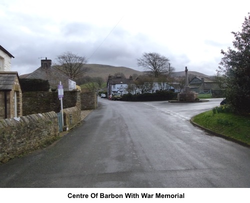 Centre of Barbon and war memorial