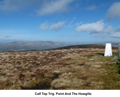 Calf Top trig. point and view to the Howgills