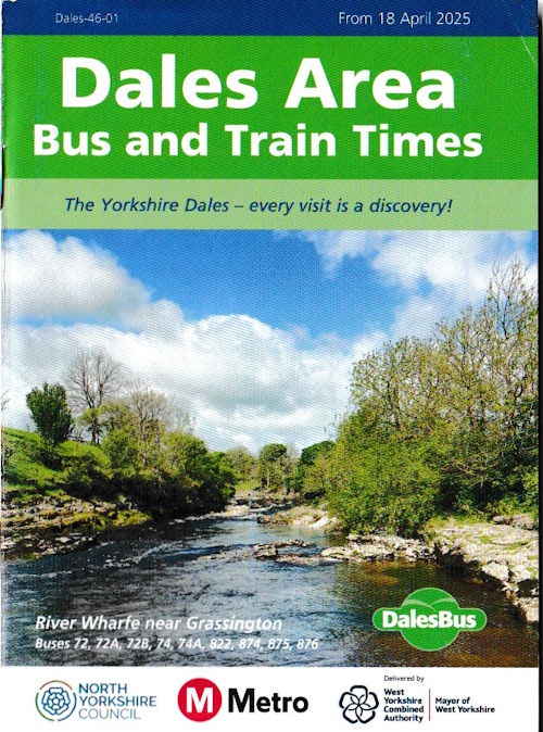 Yorkshire Dales  Area Bus and Train Times booklet.