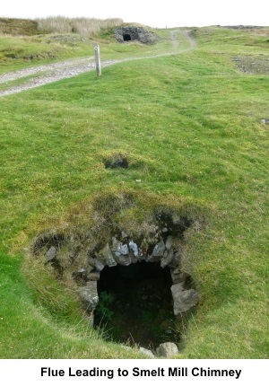 Flue leading to smelt mill chimney