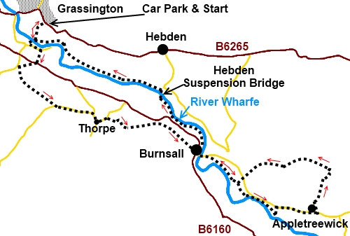 Walk from Grassington to Appletrewick - sketch map