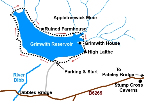Grimwith Reservoir walk sketch map