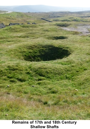 Remains of 17th and 18th century shallow shafts
