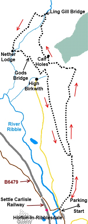 Yorkshire Dales walk Horton-in-Ribblesdale and Upper Ribblesdale - sketch map