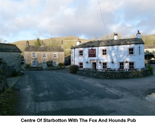 Centre of Starbotton and the Fox and Hounds pub.