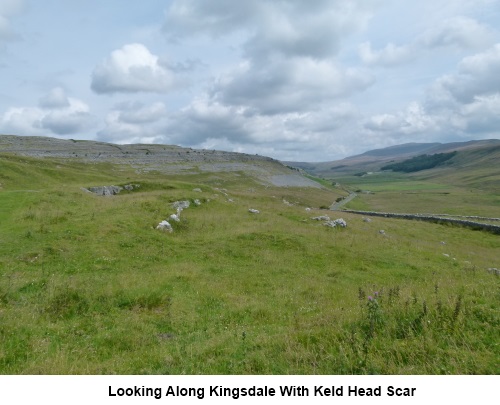 Looking along Kingsdale with Keld Head Scar