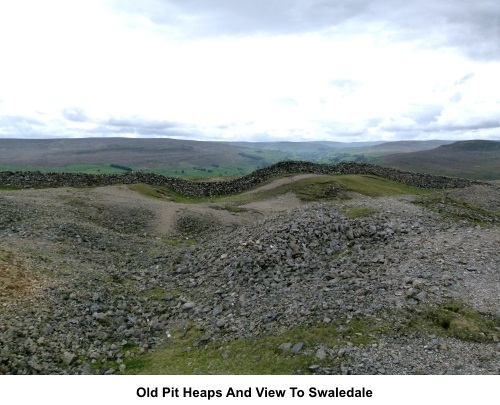 Old pit heaps and view to Swaledale