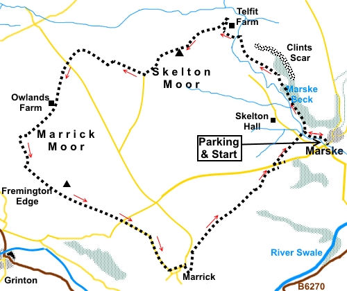 Circular walk from Marske sketch map