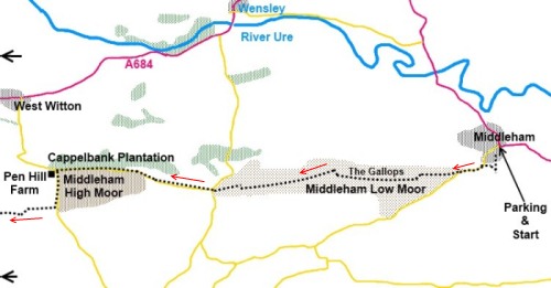 Yorkshire Dales walk Middleham to Aysgarth - sketch map